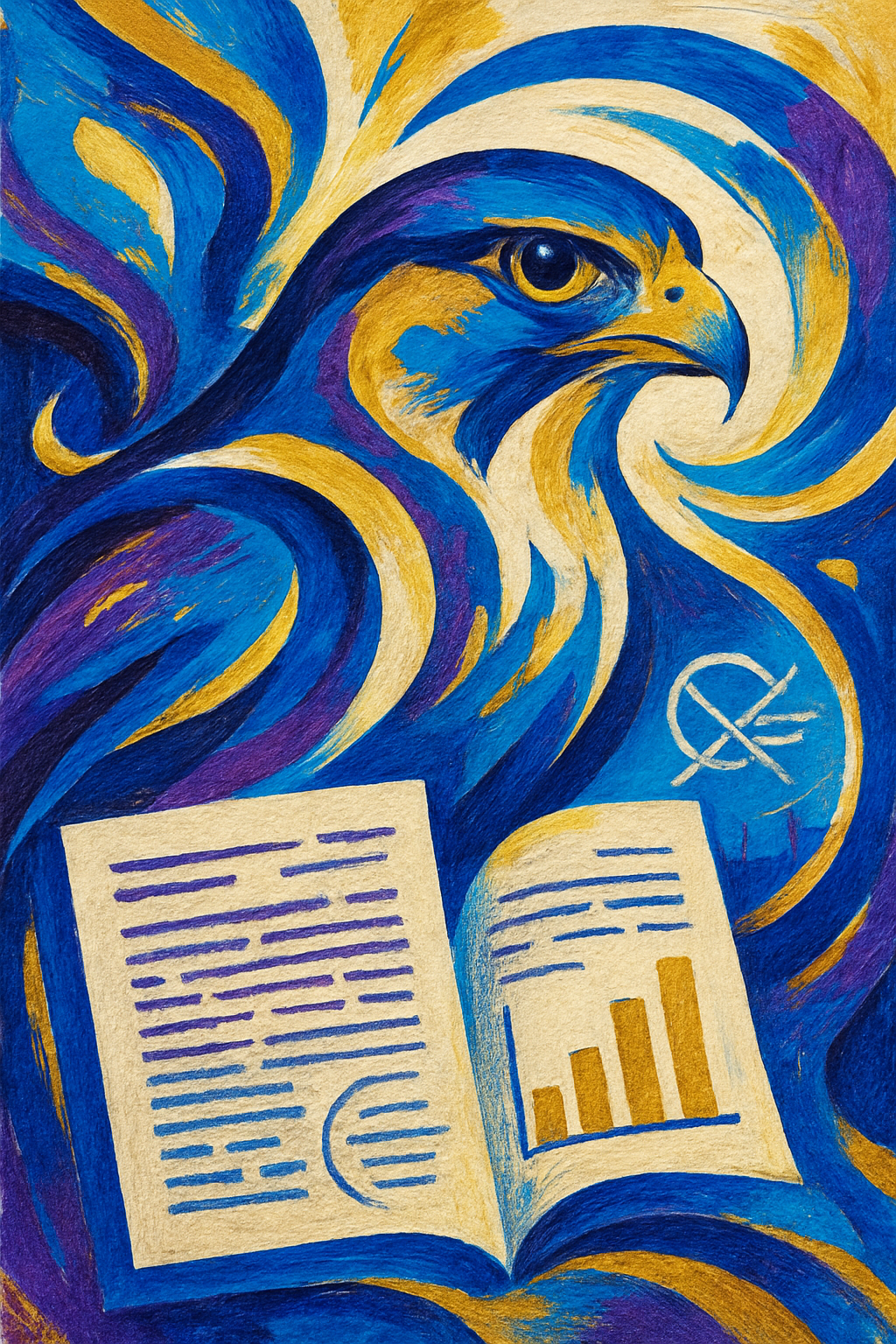Abstract scholarly-themed artwork representing student research